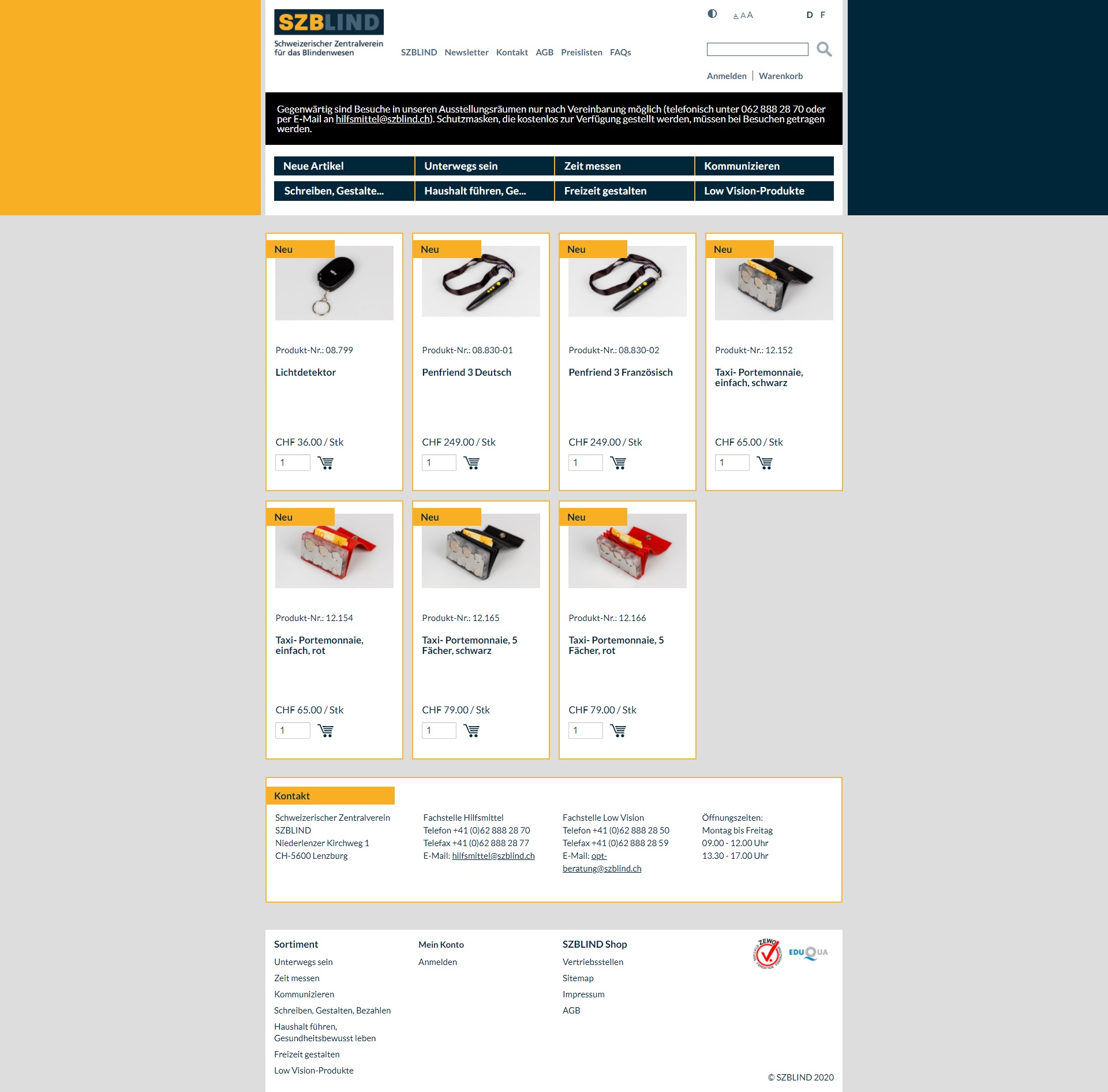 SZBLIND Online Shop Desktop
